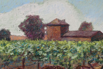 Pastel of a winery